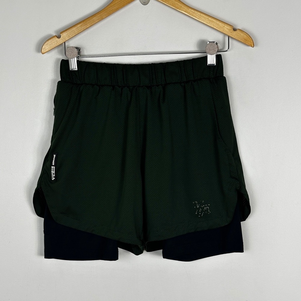 YoungLA Mens Lined Green Athletic Shorts Size Medium‎ Activewear Running Fitness